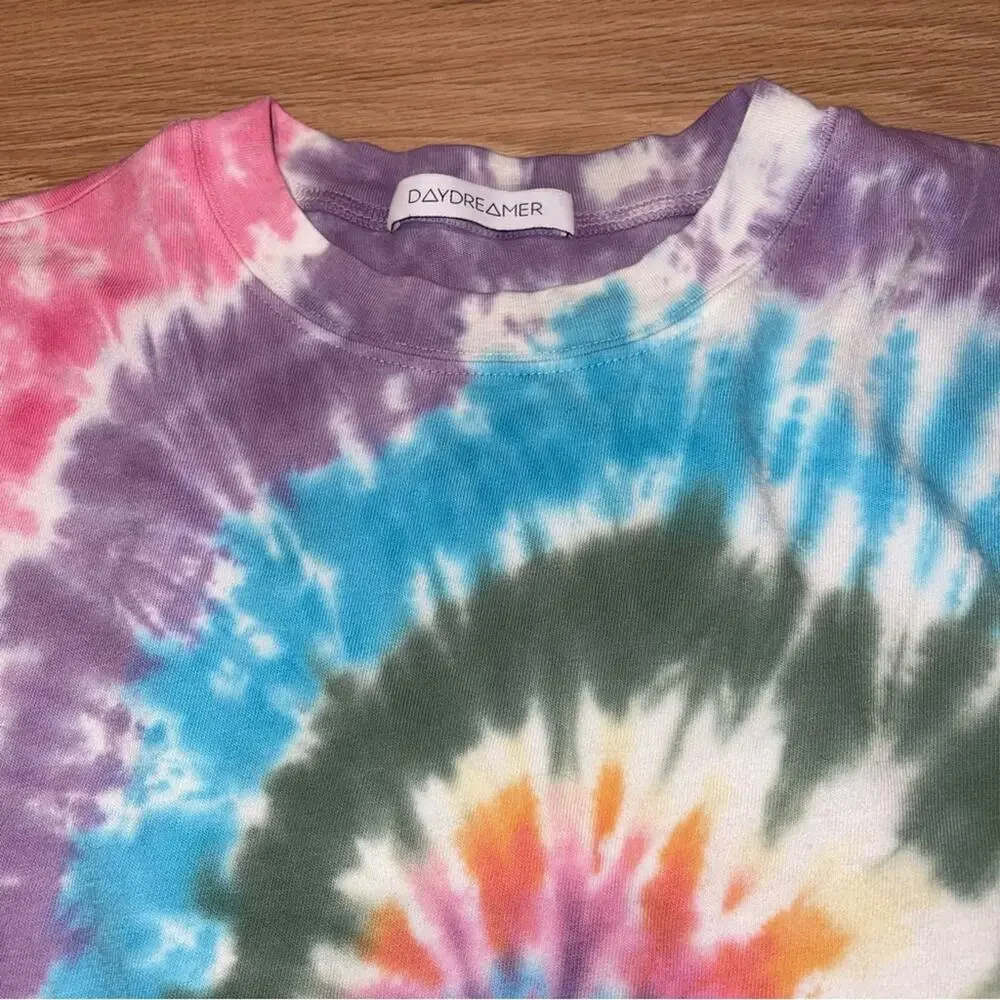 Daydreamer Rainbow Tie-Dye Long-Sleeve Tee T-Shirt Small - Picture 7 of 7